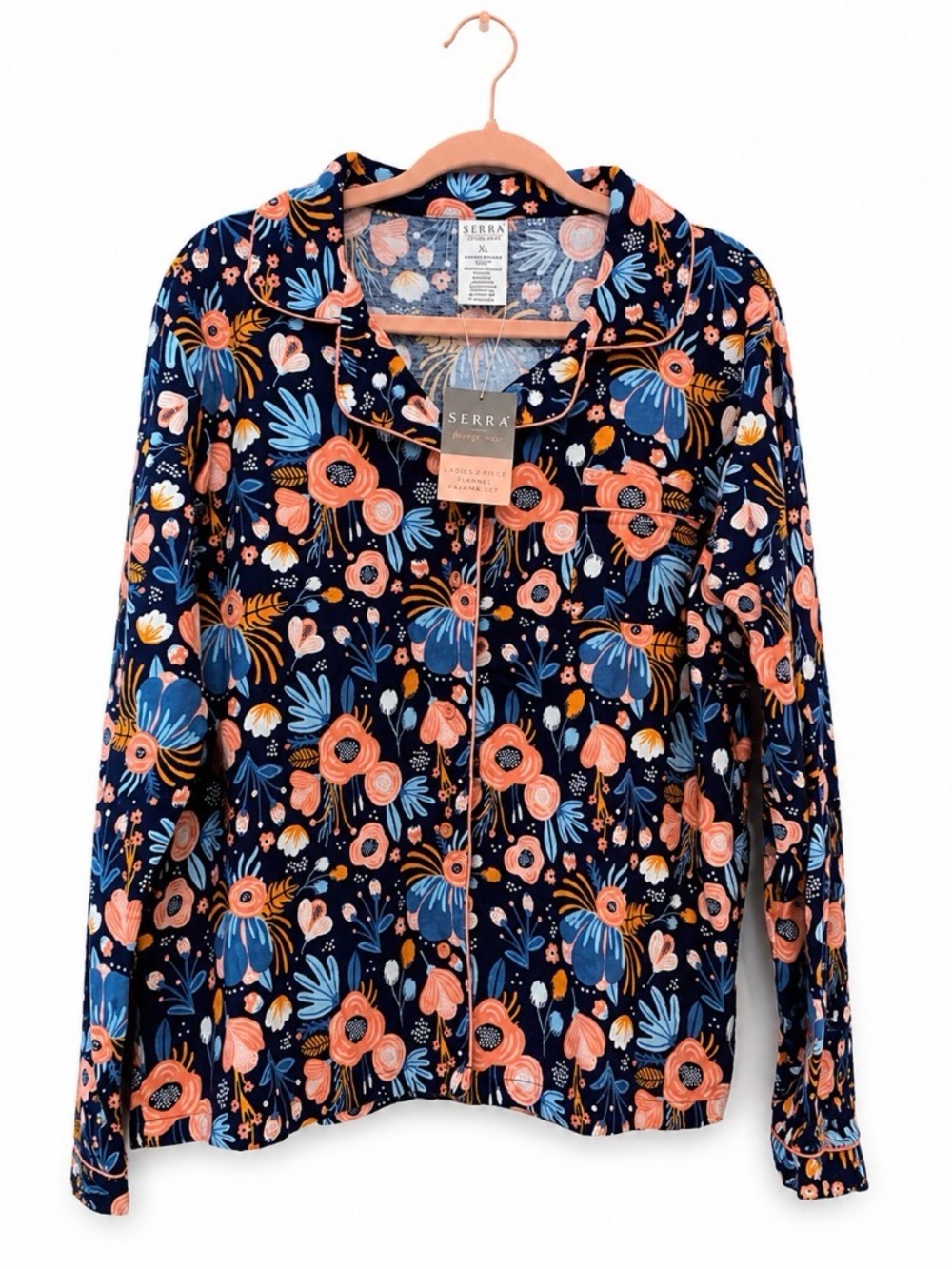 NWT Serra Women’s XL 2-Piece 100% Cotton Flannel Pajama Set Floral Lounge Wear